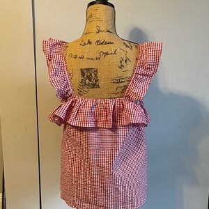 &merci red and white checked top size medium